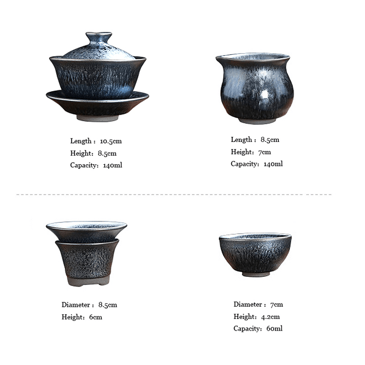 Flowery Tenmoku Jian Zhan Tea Set
