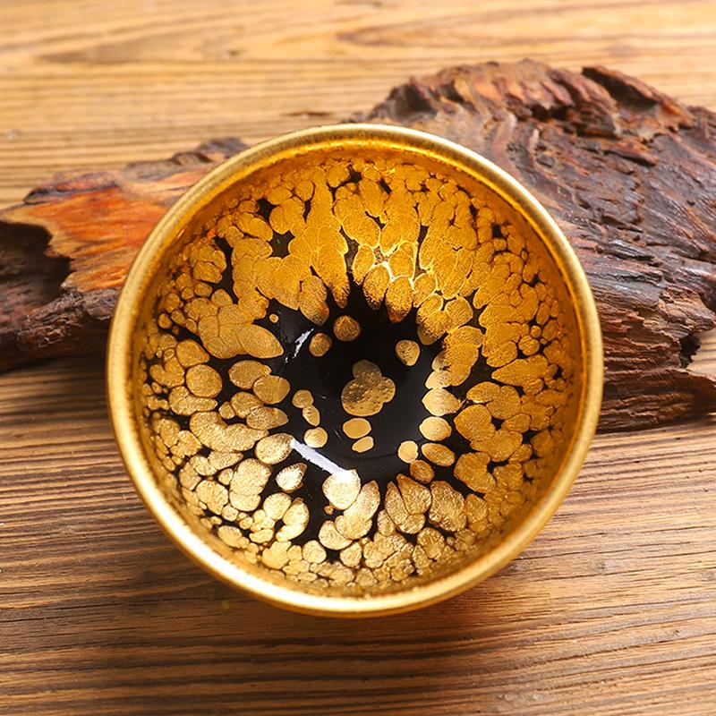 gold handmade jianzhan tenmoku ware tea cup