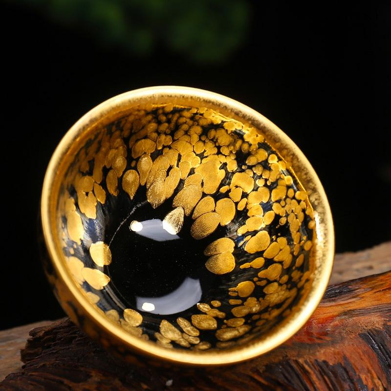 gold handmade jianzhan tenmoku ware tea cup