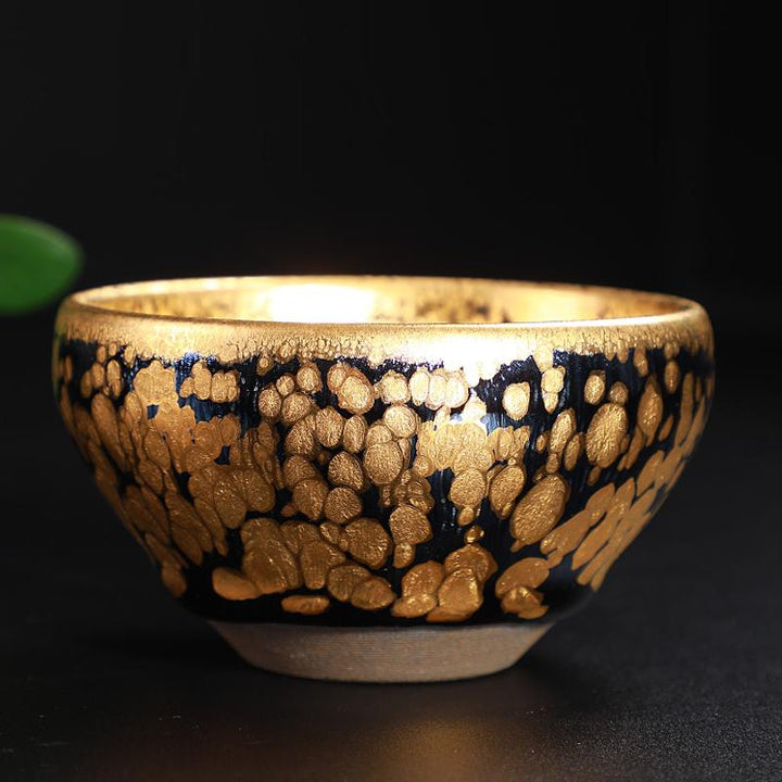 gold handmade jianzhan tenmoku ware tea cup