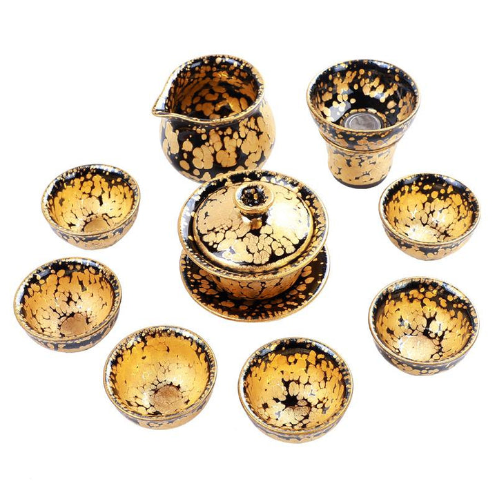 Gold Spots Tenmoku Jian Zhan Tea Set