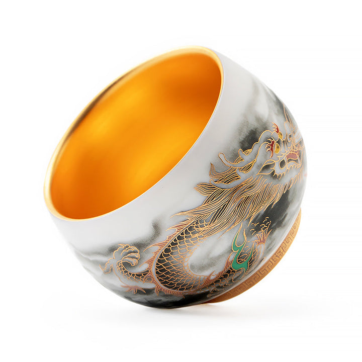 the dragon golden tenmoku ware tea cup