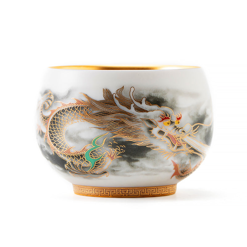 the dragon golden tenmoku ware tea cup