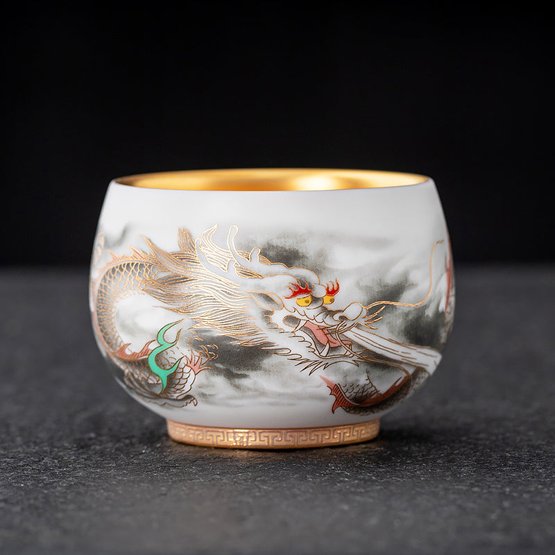 the dragon golden tenmoku ware tea cup