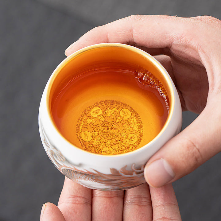 the dragon golden tenmoku ware tea cup