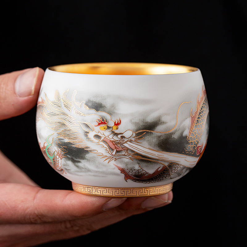 the dragon golden tenmoku ware tea cup