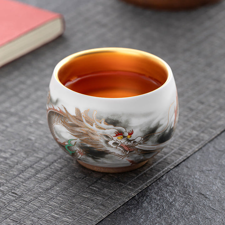 the dragon golden tenmoku ware tea cup