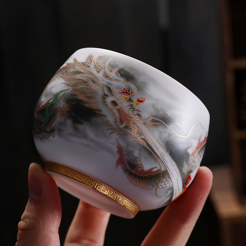 the dragon golden tenmoku ware tea cup