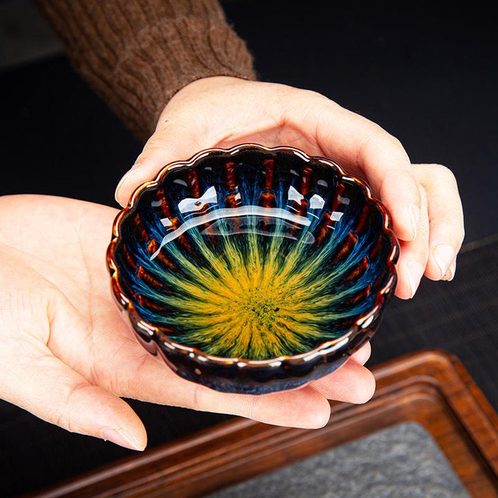 golden peacock jian zhan tenmoku ware tea cup