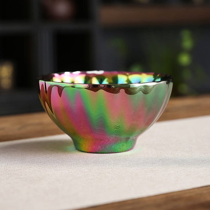 Peacock Tail Golden Jian Zhan Tenmoku Tea Cup