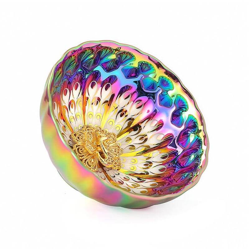 Peacock Tail Jian Zhan Tenmoku Tea Cup