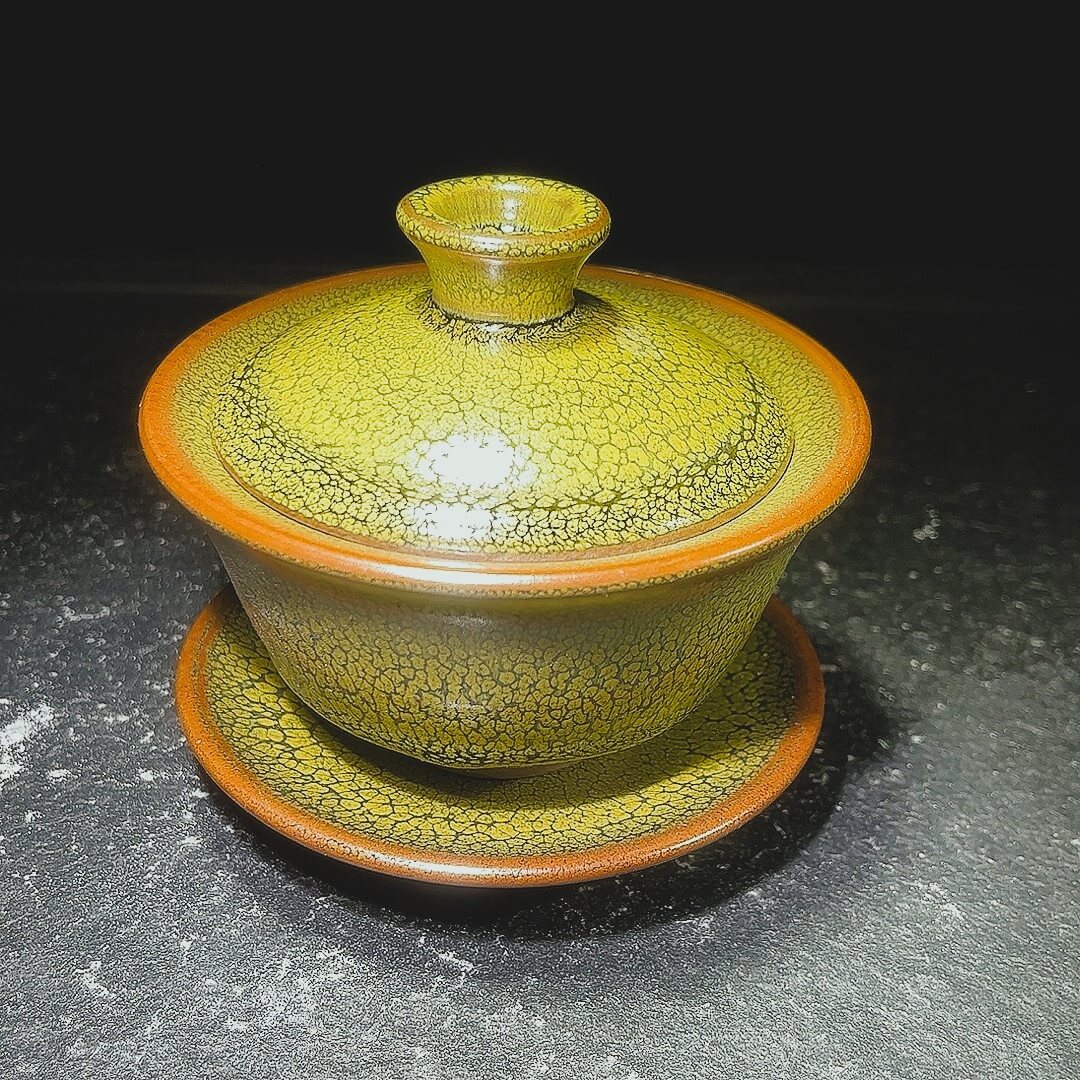 Matcha Green Tenmoku Gaiwan Jian Zhan Handmade Lidded Tea Cup