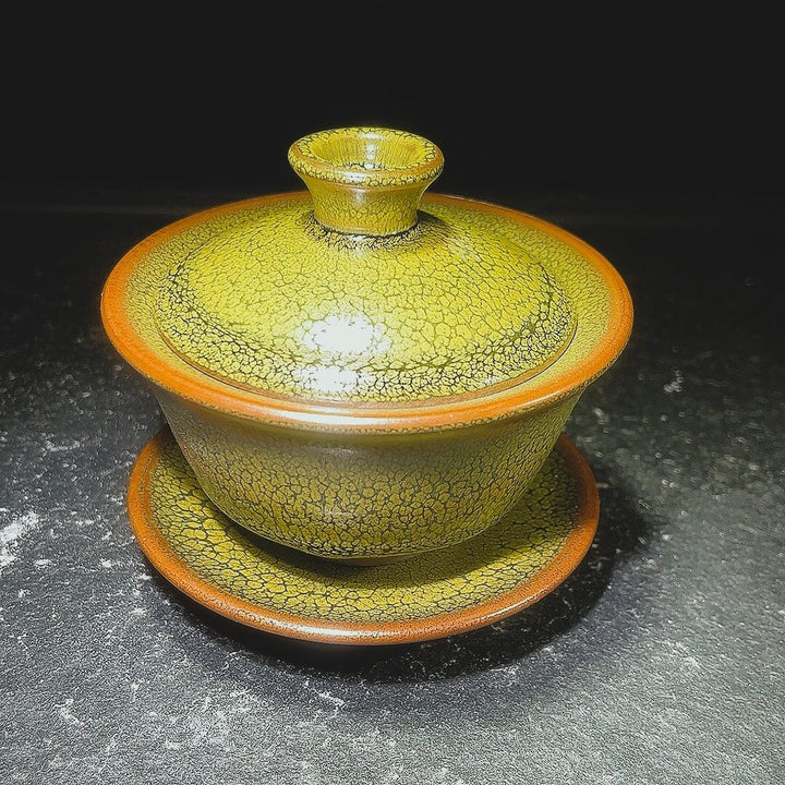 Matcha Green Tenmoku Gaiwan Jian Zhan Handmade Lidded Tea Cup