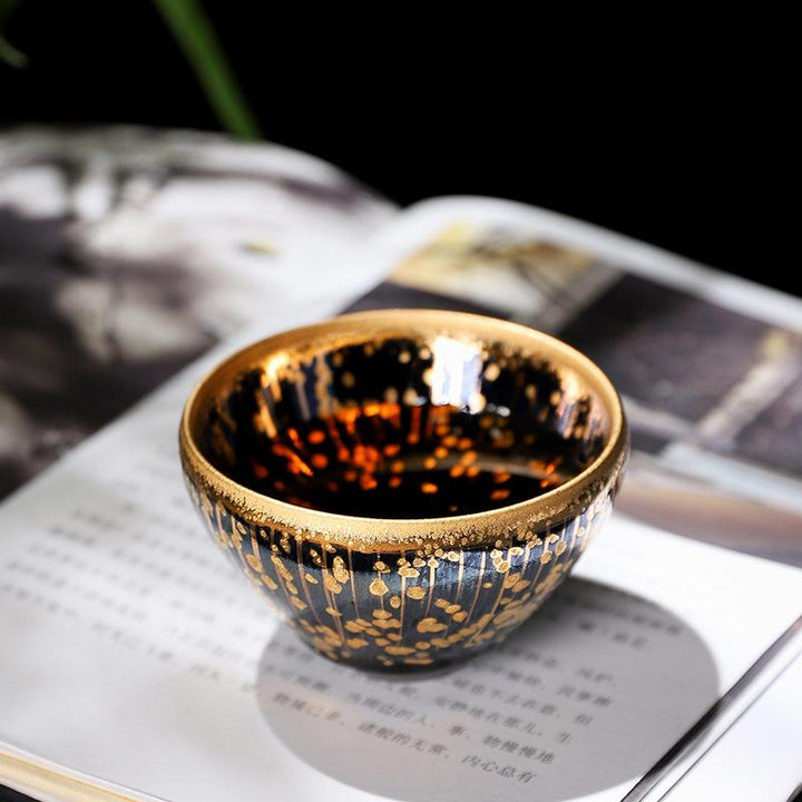 golden drops handmade tenmoku ware jianzhan teacup