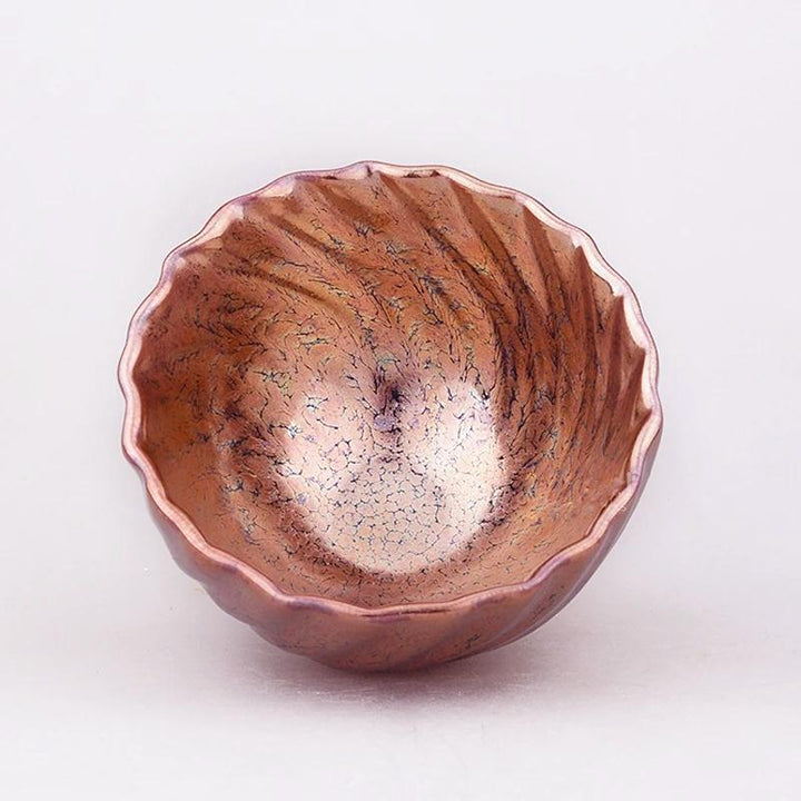 rose gold handmade jianzhan tenmoku ware tea bowl